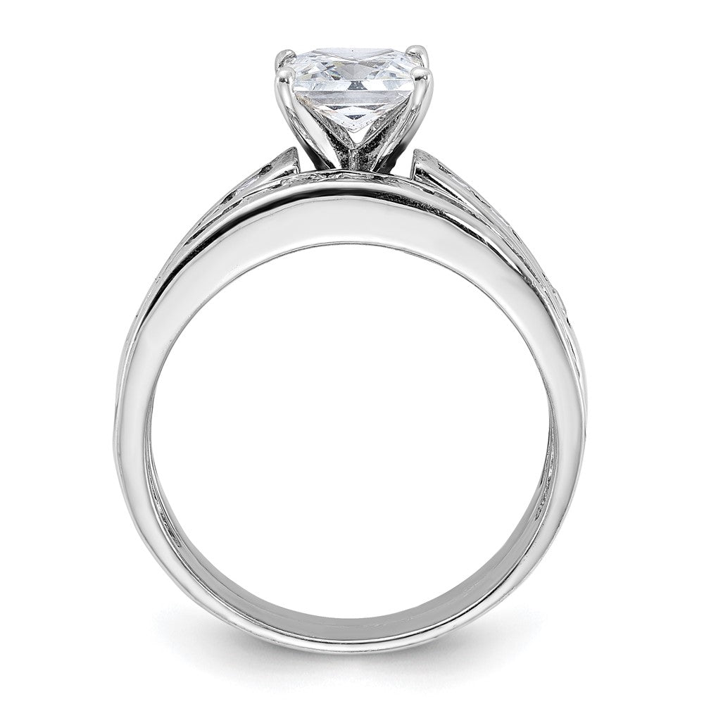 Sterling Silver Rhodium-plated 2-Piece CZ Size 7 Wedding Set Ring - 2
