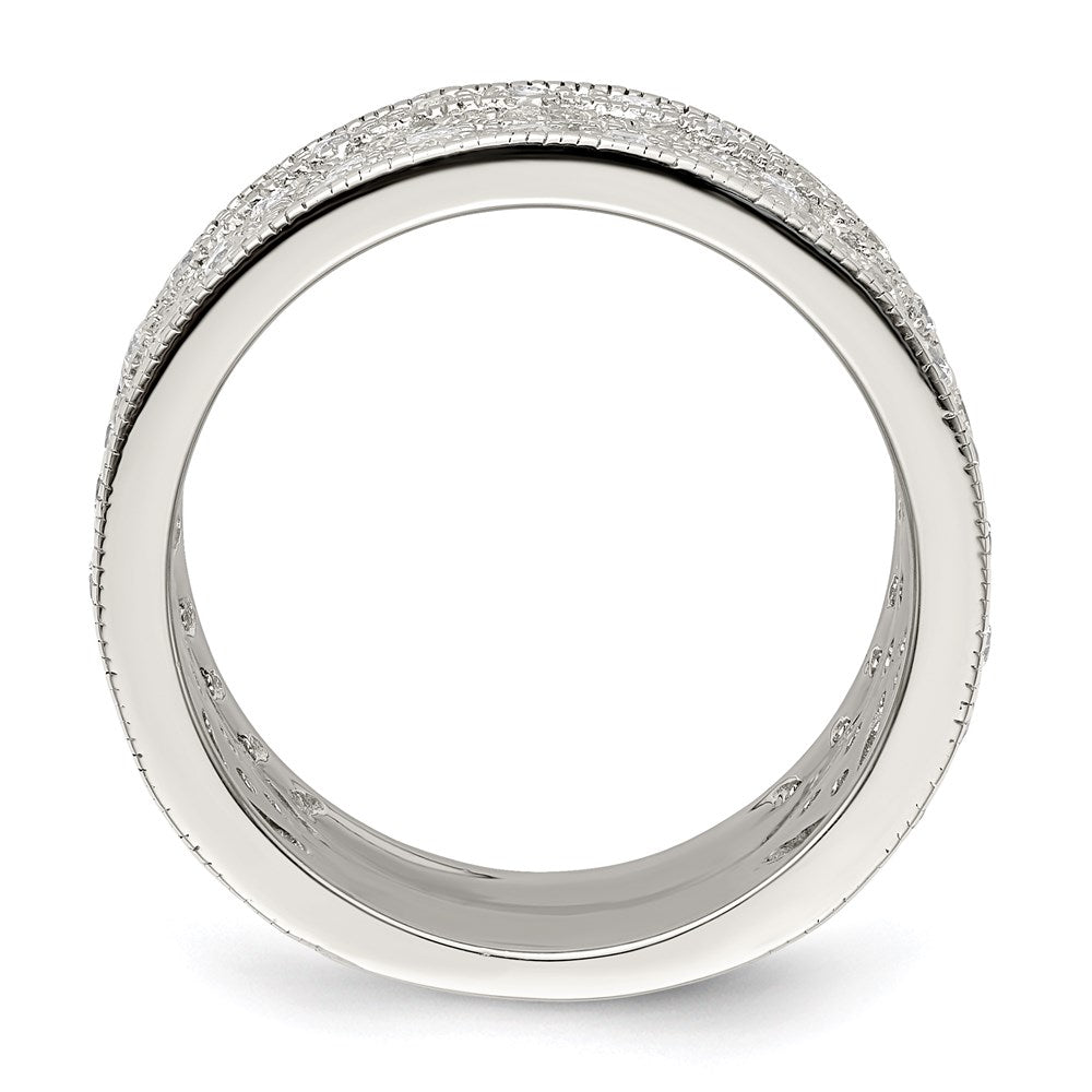 Sterling Silver Rhodium-plated Polished CZ Vintage Ring - 3