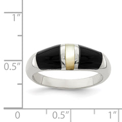 Sterling Silver Onyx & Mother of Pearl Ring - 3