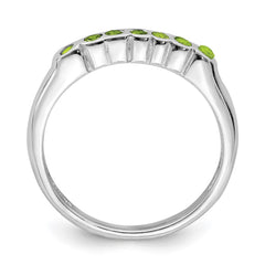 Sterling Silver Rhodium Peridot Ring - 4