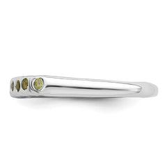 Sterling Silver Rhodium Peridot Ring - 4