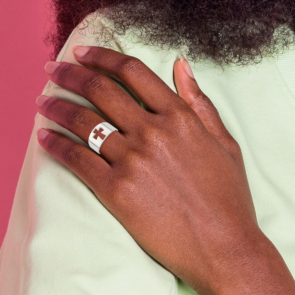 Sterling Silver Cross Cutout Ring - 2