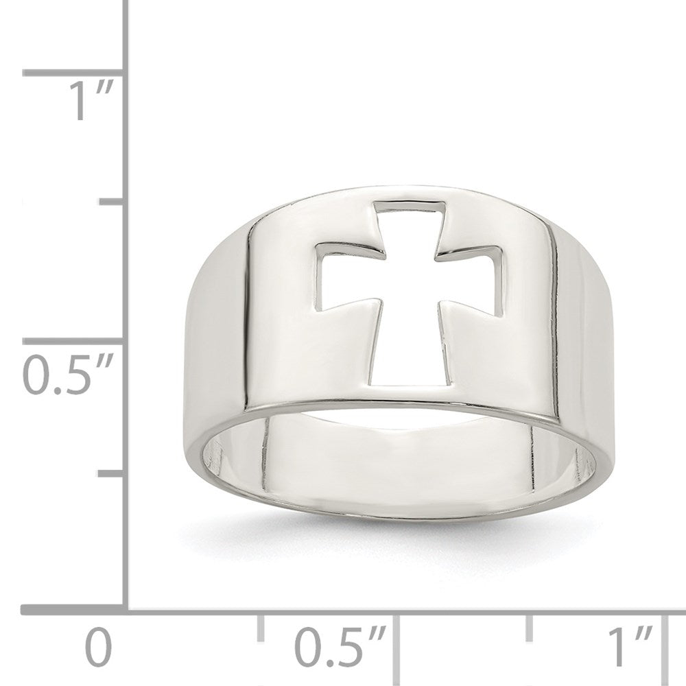 Sterling Silver Cross Cutout Ring - 2