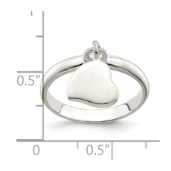 Sterling Silver Dangle Heart Ring - 3