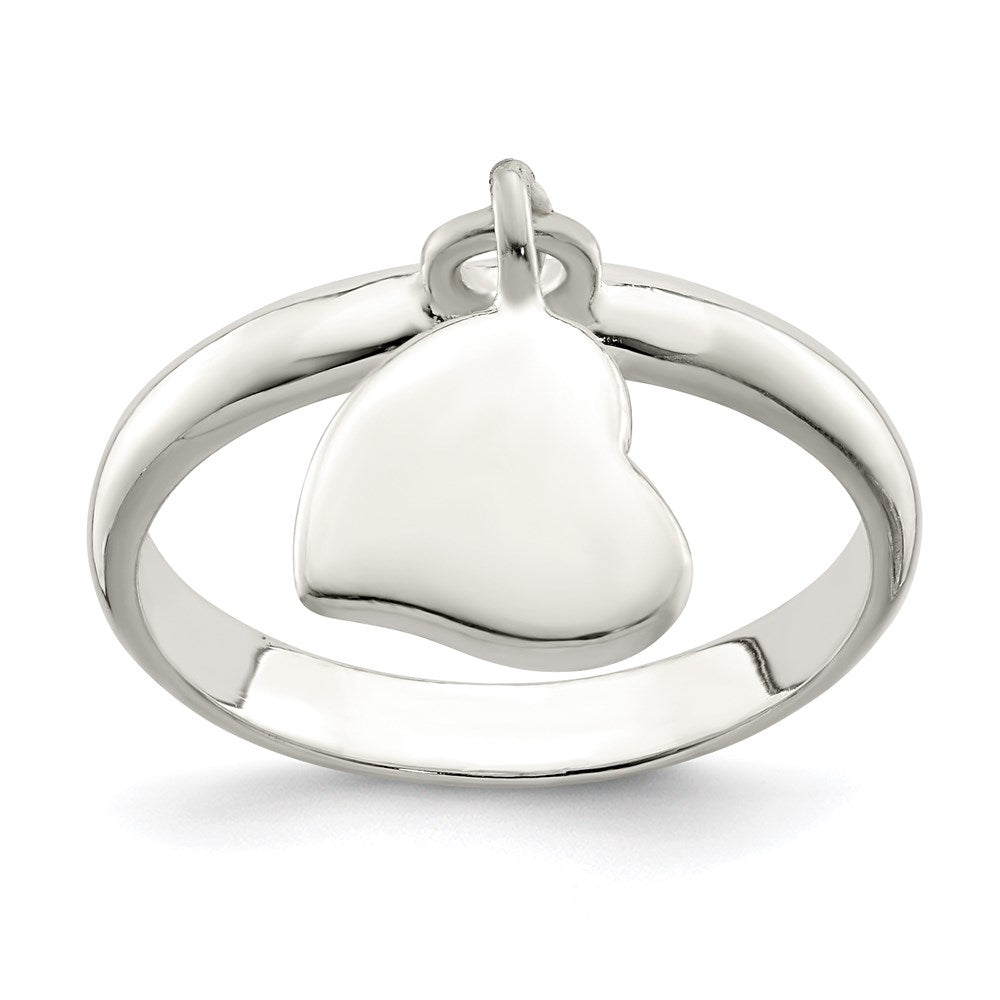 Sterling Silver Dangle Heart Ring - 3