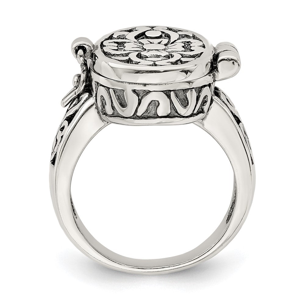 Sterling Silver Antiqued Oval Locket Ring - 2