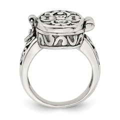 Sterling Silver Antiqued Oval Locket Ring - 2
