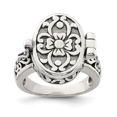 Sterling Silver Antiqued Oval Locket Ring - 3