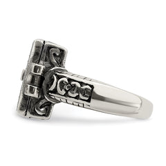 Sterling Silver Antiqued Rectangular Locket Ring - 2