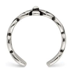 Sterling Silver Antiqued Floral Toe Ring - 2