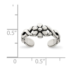 Sterling Silver Antiqued Floral Toe Ring - 2