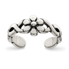 Sterling Silver Antiqued Floral Toe Ring - 2
