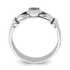 Sterling Silver Antiqued Claddagh Ring - 4