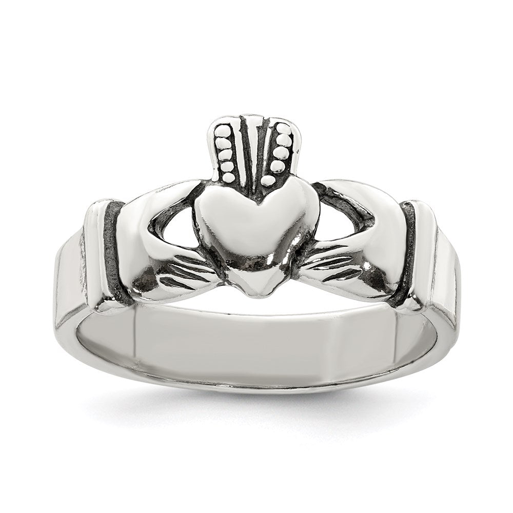 Sterling Silver Antiqued Claddagh Ring - 4