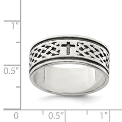 Sterling Silver Cross & Weave Design Ring - 2