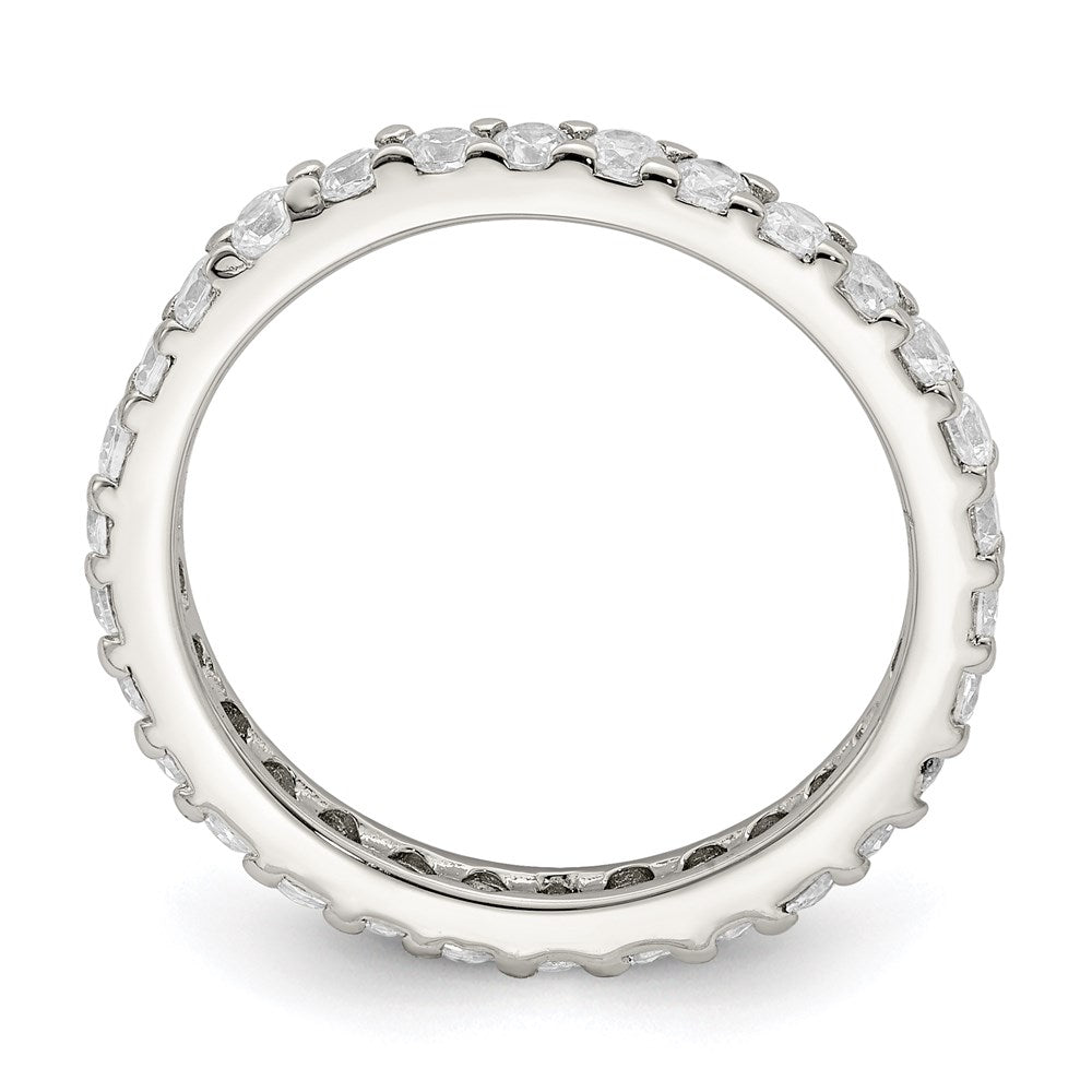 Sterling Silver Rhodium-plated CZ Ring - 9