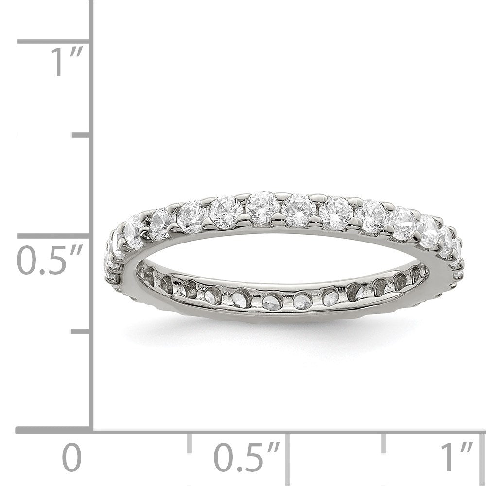 Sterling Silver Rhodium-plated CZ Ring - 9