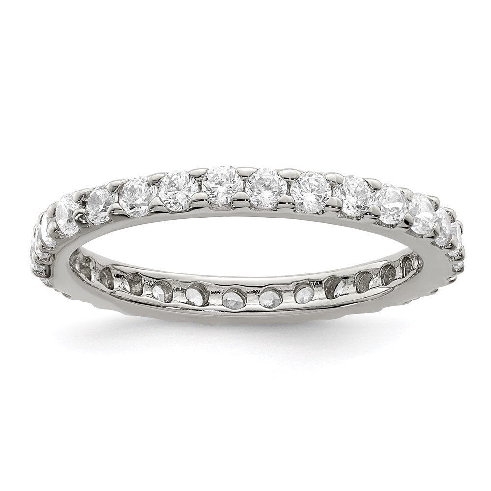 Sterling Silver Rhodium-plated CZ Ring - 9