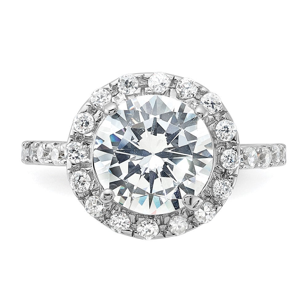 Sterling Silver Rhodium-plated CZ Ring - 4