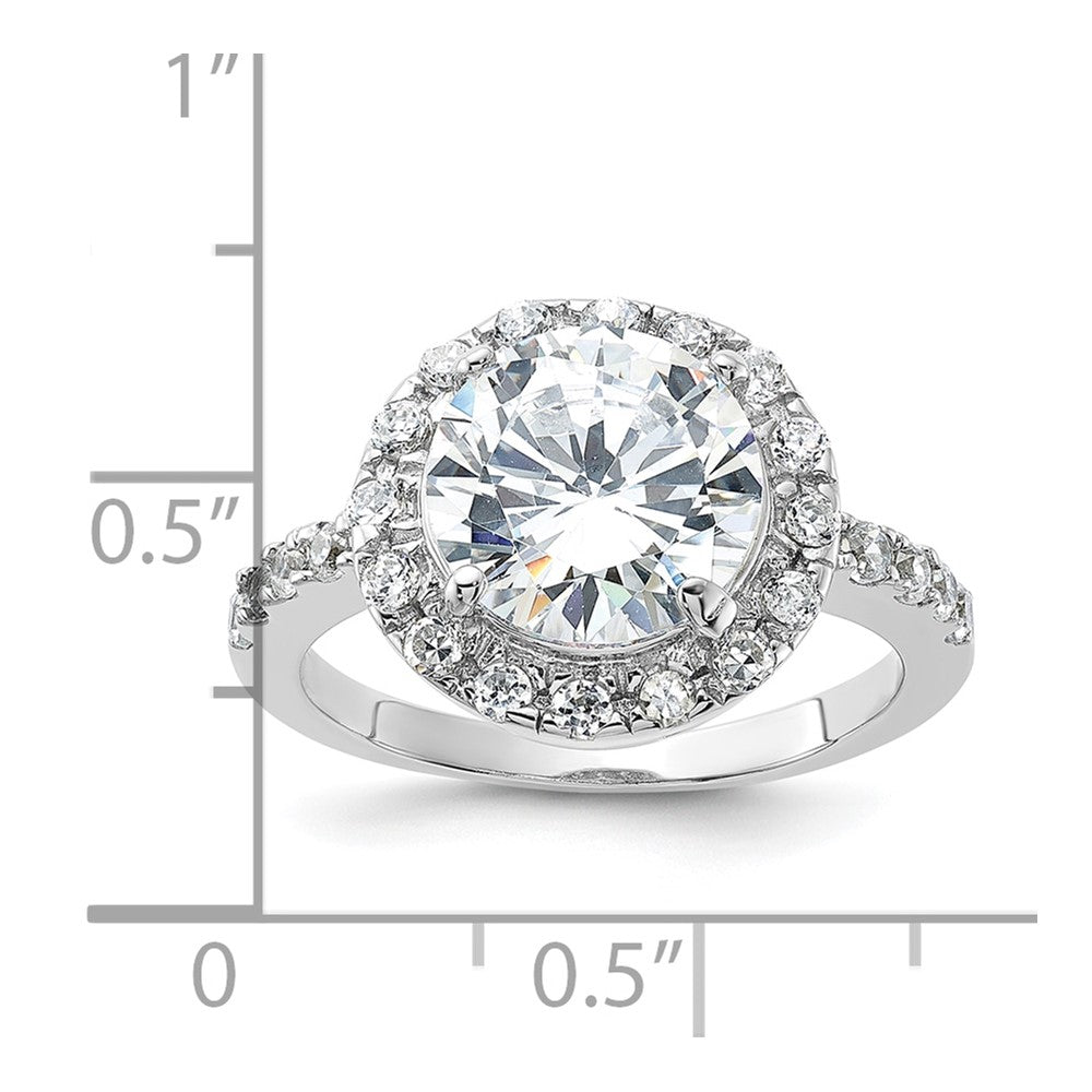 Sterling Silver Rhodium-plated CZ Ring - 4