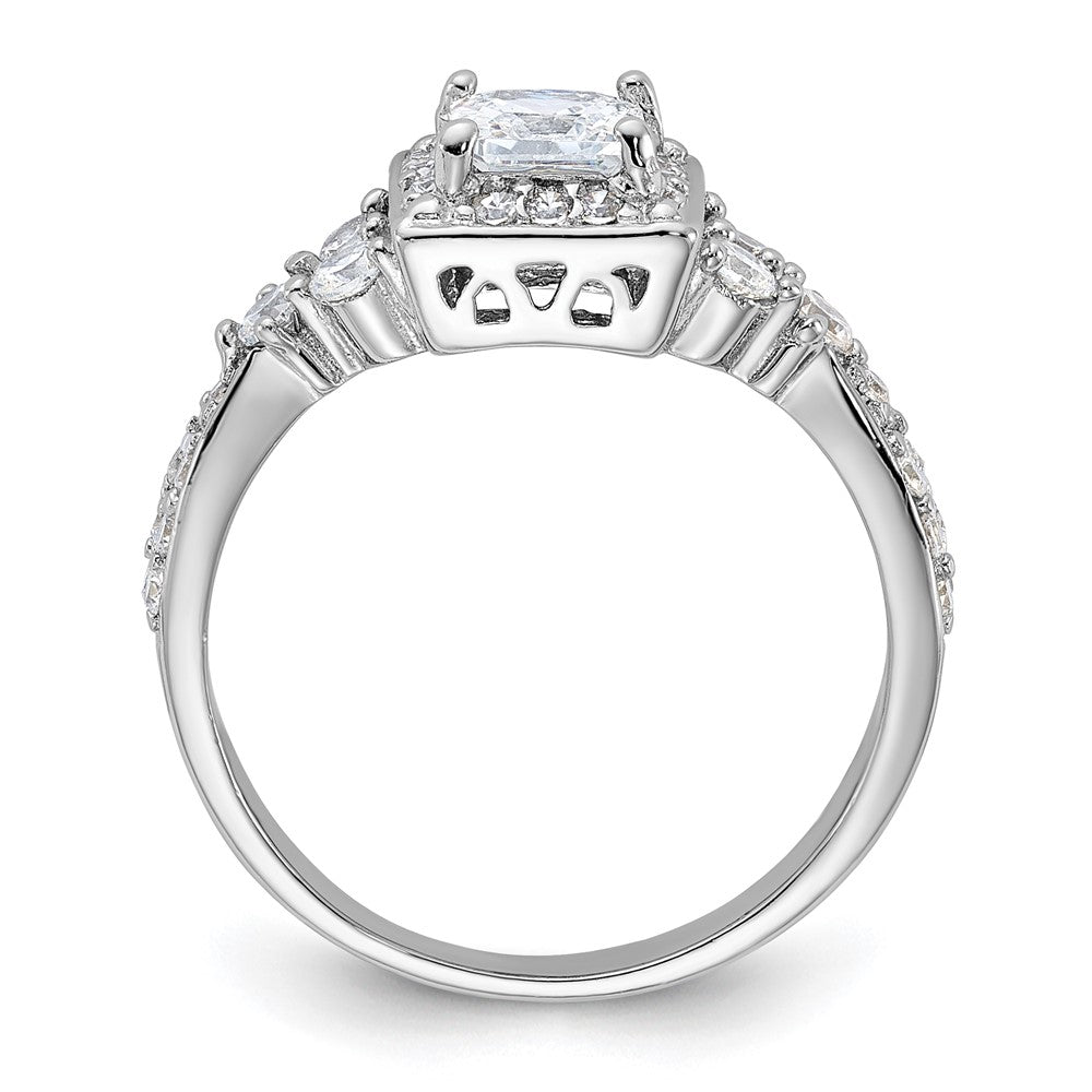 Sterling Silver Rhodium-plated Square CZ Ring - 3