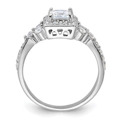 Sterling Silver Rhodium-plated Square CZ Ring - 3