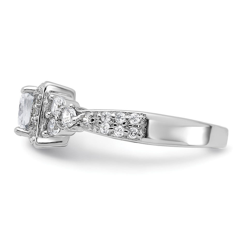 Sterling Silver Rhodium-plated Square CZ Ring - 3