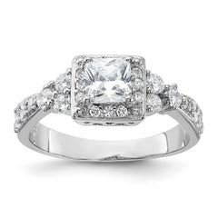 Sterling Silver Rhodium-plated Square CZ Ring - 3
