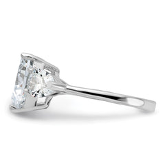 Sterling Silver Rhodium-plated Heart Shape Center CZ 3-Stone Ring - 3