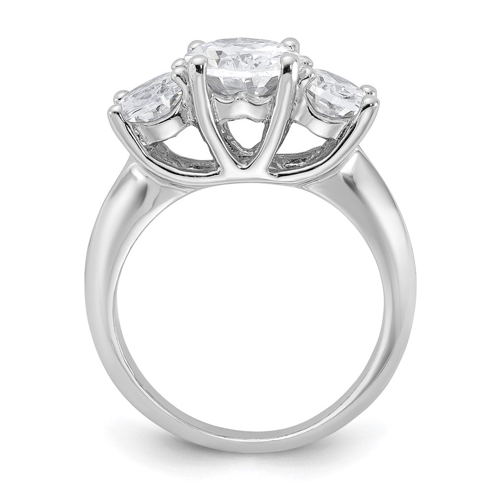 Sterling Silver Rhodium-plated 3 Stone CZ Ring - 7