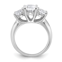 Sterling Silver Rhodium-plated 3 Stone CZ Ring - 7