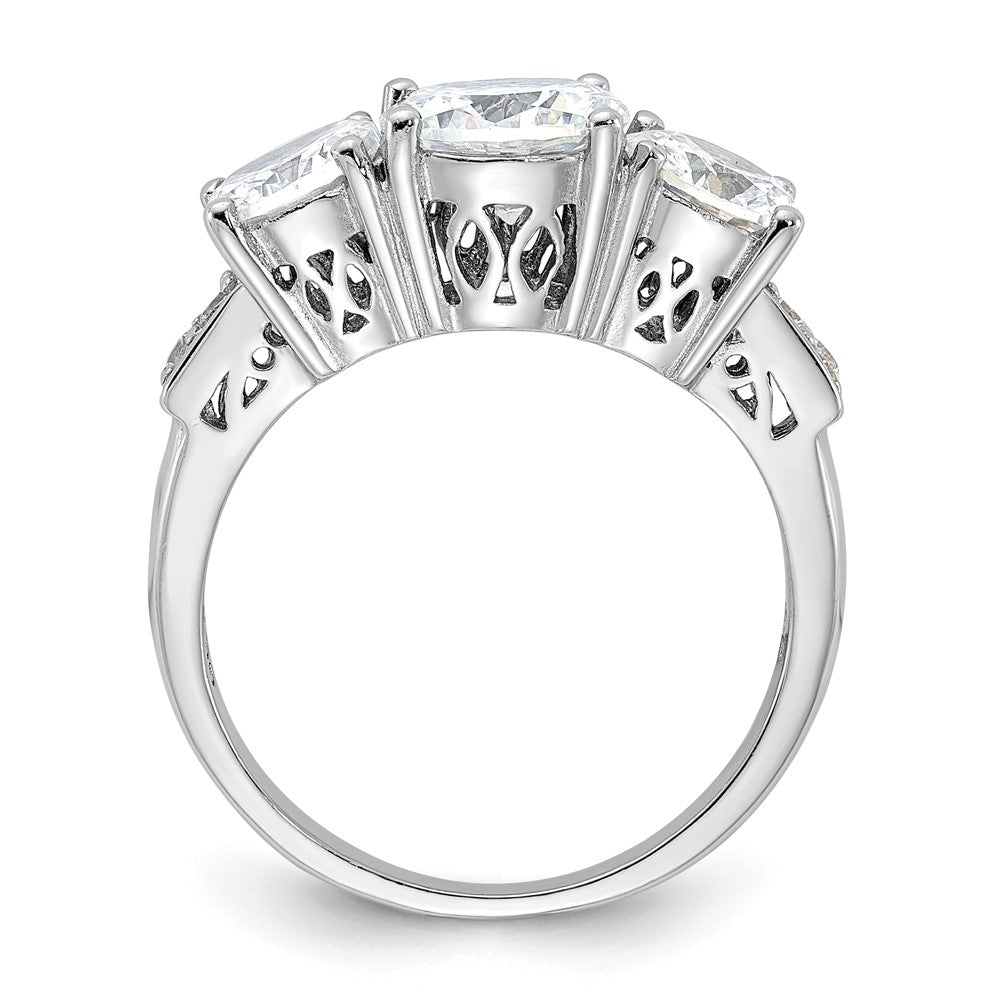 Sterling Silver Rhodium-plated 3 Stone CZ Ring - 11