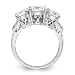 Sterling Silver Rhodium-plated 3 Stone CZ Ring - 5