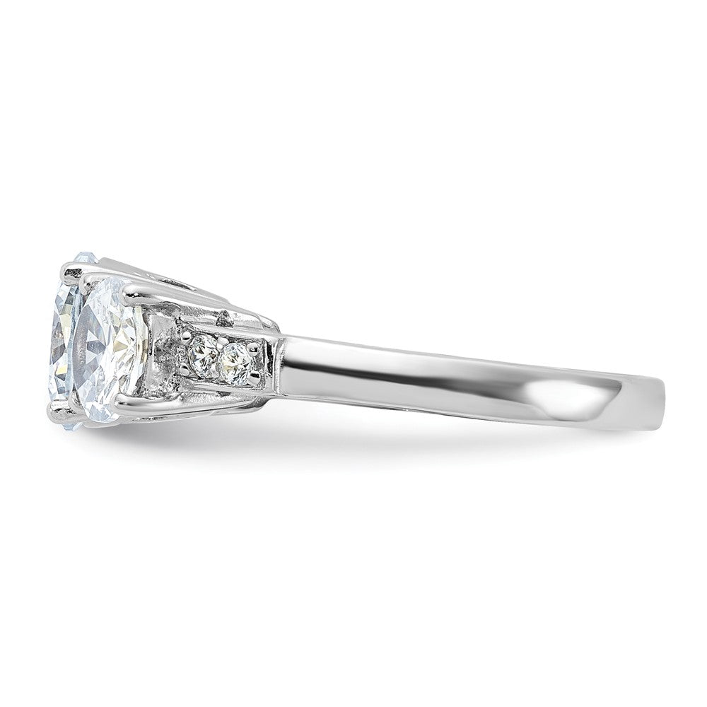 Sterling Silver Rhodium-plated 3 Stone CZ Ring - 11