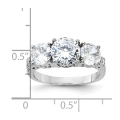 Sterling Silver Rhodium-plated 3 Stone CZ Ring - 5