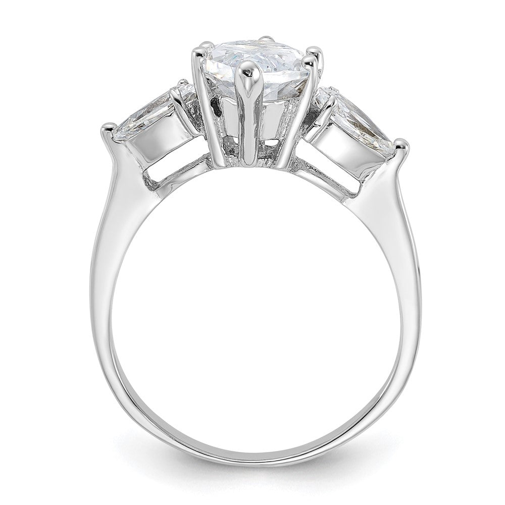 Sterling Silver Rhodium-plated Marquise Center CZ Ring - 3