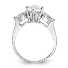 Sterling Silver Rhodium-plated Marquise Center CZ Ring - 3