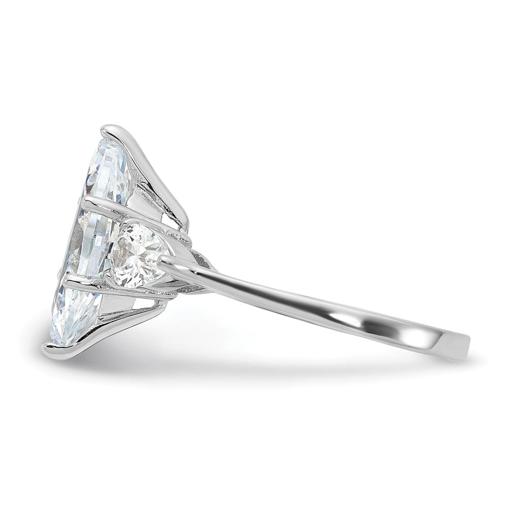 Sterling Silver Rhodium-plated Marquise Center CZ Ring - 3