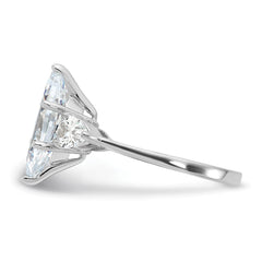 Sterling Silver Rhodium-plated Marquise Center CZ Ring - 3
