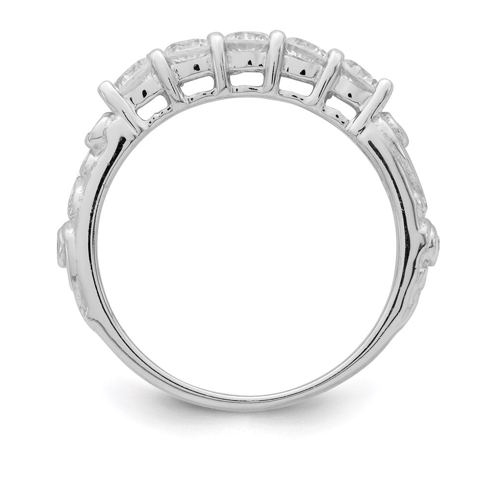 Sterling Silver Rhodium-plated 2-piece CZ Wedding Ring - 3