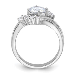 Sterling Silver Rhodium-plated 2-piece CZ Wedding Ring Set - 4