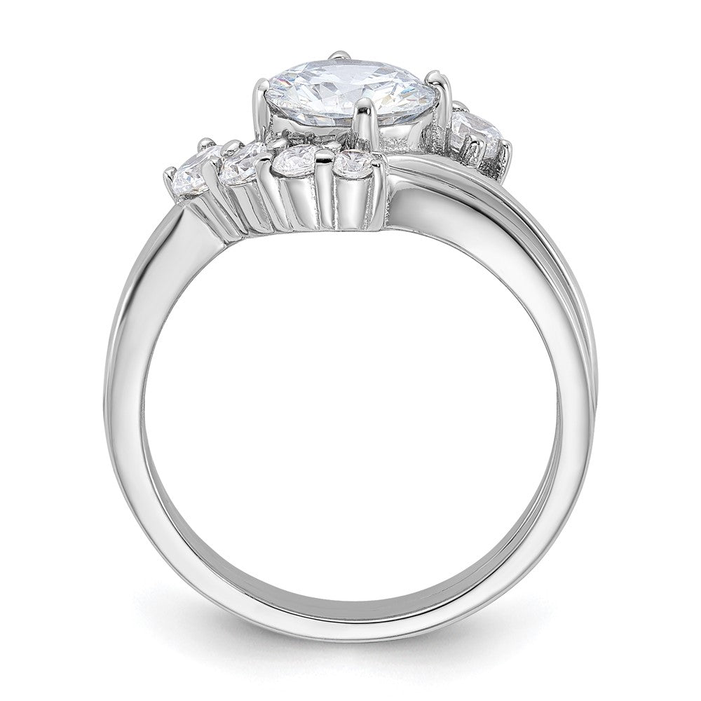 Sterling Silver Rhodium-plated 2-piece CZ Wedding Ring Set - 5