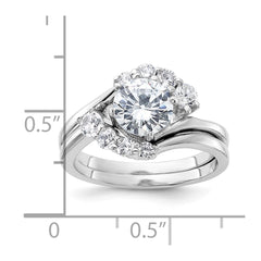 Sterling Silver Rhodium-plated 2-piece CZ Wedding Ring Set - 5