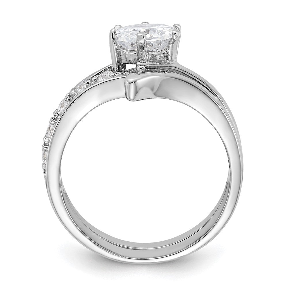Sterling Silver Rhodium-plated 2-piece CZ Wedding Ring Set - 6