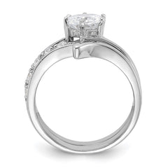 Sterling Silver Rhodium-plated 2-piece CZ Wedding Ring Set - 6