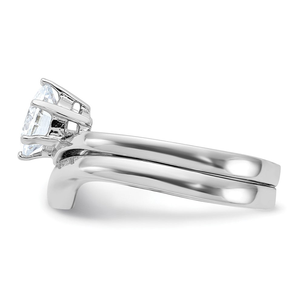 Sterling Silver Rhodium-plated 2-piece CZ Wedding Ring Set - 6