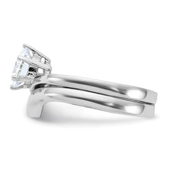 Sterling Silver Rhodium-plated 2-piece CZ Wedding Ring Set - 6