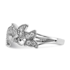 Sterling Silver Rhodium-plated Butterfly CZ Ring - 2