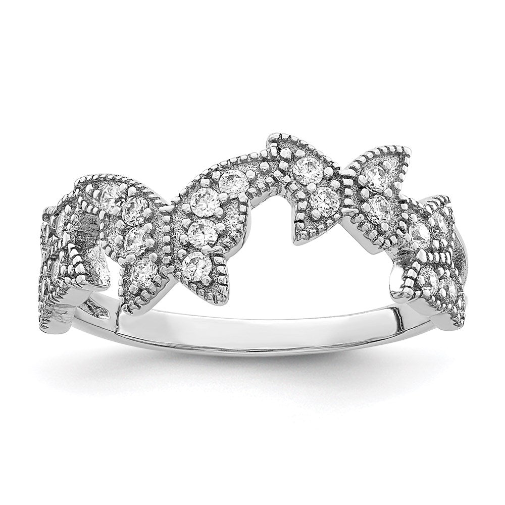 Sterling Silver Rhodium-plated Butterfly CZ Ring - 3
