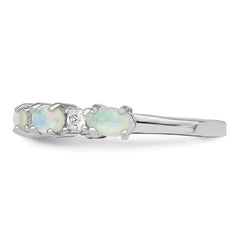 Sterling Silver Rhodium-plated Lab Created Opal and CZ Ring - 3
